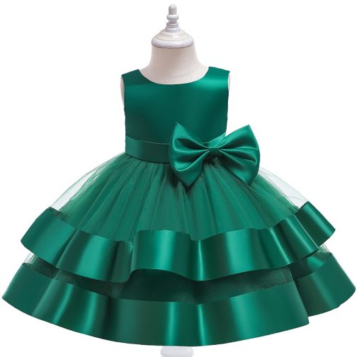 Baby Sea Green Double Layer Side Bow Frock