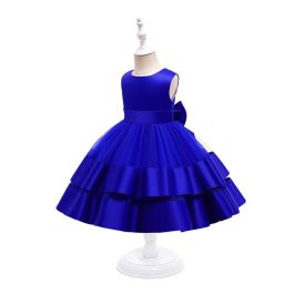 Baby Royal Blue Double Layer Back Bow Frock